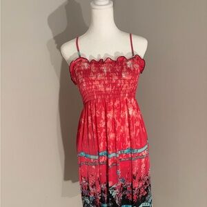 Pink Floral Spaghetti Strap Dress